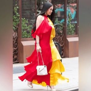 NWT Anthropologie Pinnacle by Shruti Sancheti Mock Neck Colorblock Dress